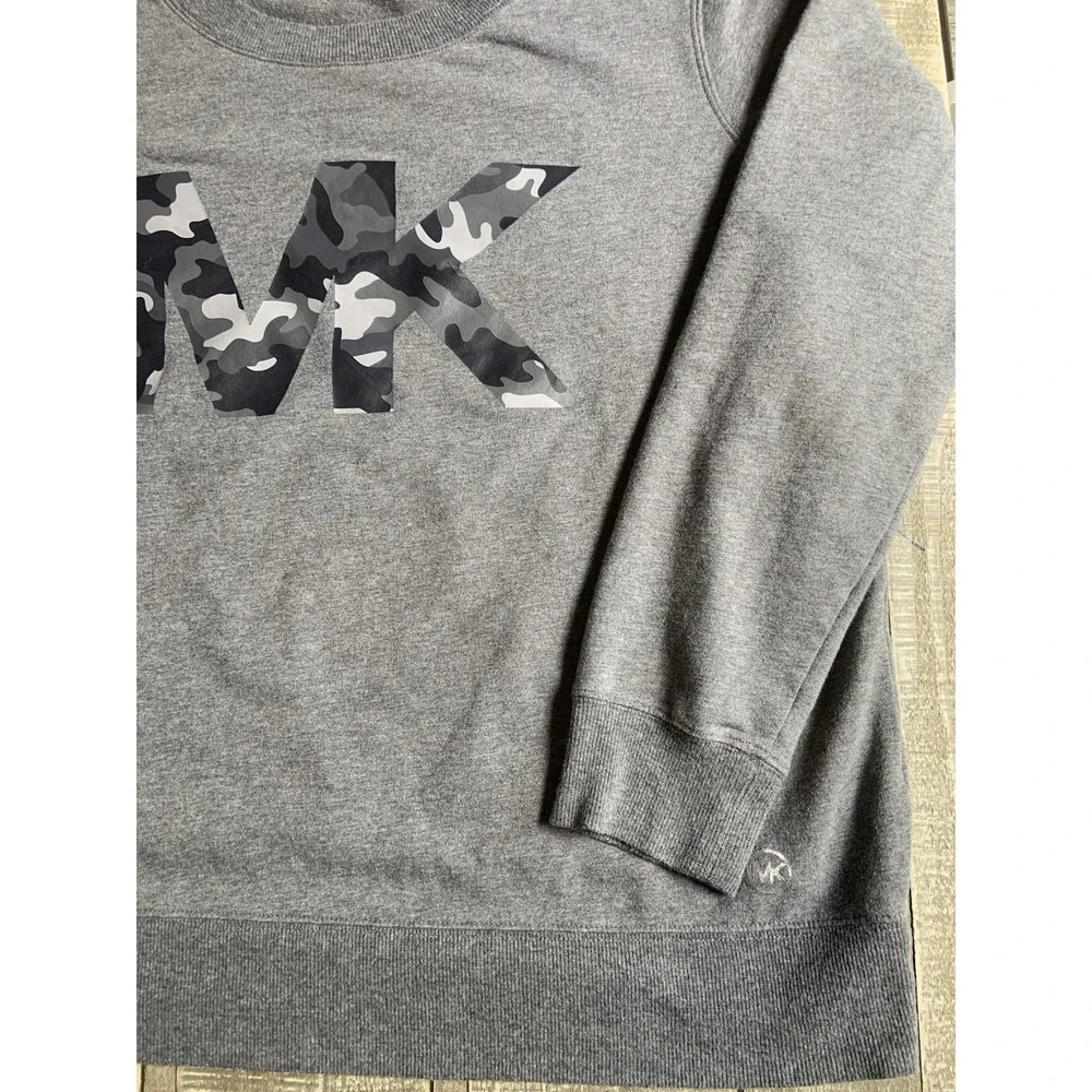 Michael Kors Women's Gray Camouflage Logo Pullover Sweatshirt Size L‎ Large